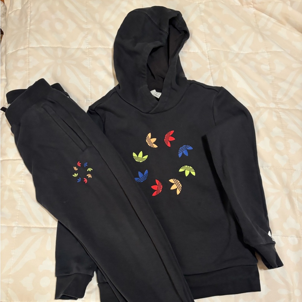 Adidas black sweatshirt and pants